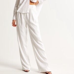 Abercrombie White Linen Wide Leg Pants